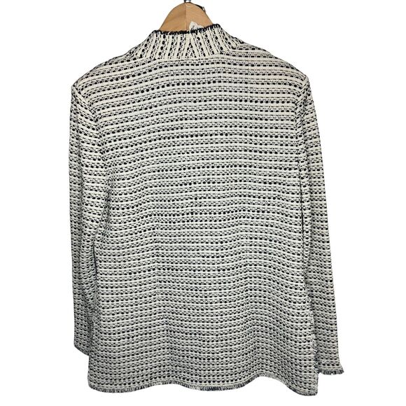 St. John Boutiques Ivory Black Boucle Knit Open-Front Jacket Size 14 - Picture 3 of 9